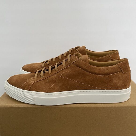 Cobbler Union Uno Sneaker Shoes Mens US 12 UK 11 Cognac Brown Suede Leather NEW - Picture 2 of 13